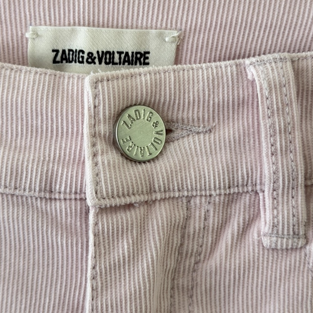 Zadig & Voltaire Eva Patch Corduroy Pants Womens 34/2 Pink Ankle Slim Fit Cuffed - Picture 4 of 14